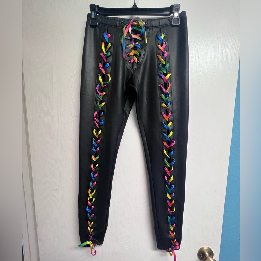 Black Spandex and Rainbow Lace Leggings